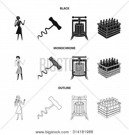 Vector Design Of Farm And Vineyard Icon. Set Of Farm And Product Vector Icon For Stock.