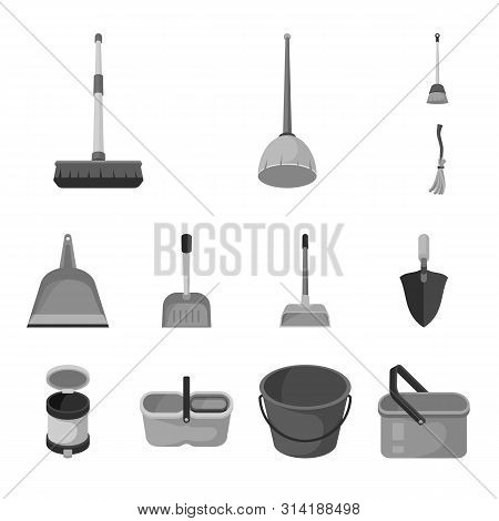 Vector Design Of Tool And Mopping Symbol. Set Of Tool And Household Stock Symbol For Web.
