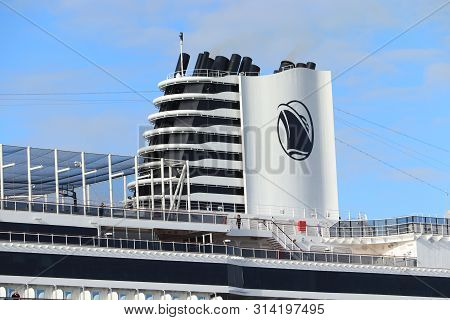 Velsen, The Netherlands - July 7th 2019: Ms Nieuw Statendam Operated By Holland America Line On Nort