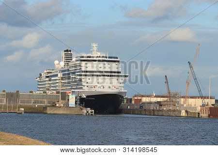 Ijmuiden, The Netherlands - July 7th 2019: Ms Nieuw Statendam Operated By Holland America Line In No