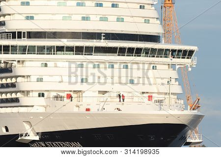Ijmuiden, The Netherlands - July 7th 2019: Ms Nieuw Statendam Operated By Holland America Line In No