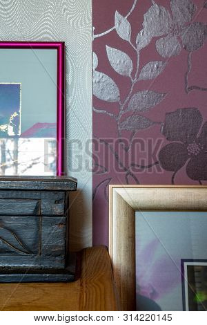 Berlin, Germany - January 20, 2019: Detailed Shot Of Home Decoration - Frames And Boxes With A Vivid