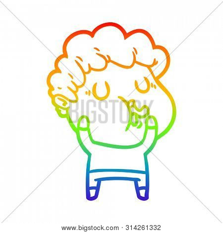 rainbow gradient line drawing of a cartoon man pulling face