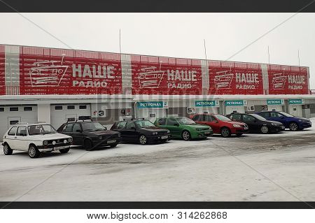 Moscow, Russia - February 4, 2019: All Generations Of A Car Volkswagen Golf From First To Seventh Pa