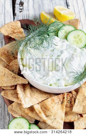 Greek Tzatziki Dip And Za'atar Pita Bread
