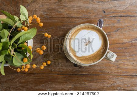 A Cafe Cappuccino At A Cafe Shop The City Of  Phrae In The North Of Thailand.  Thailand, Phrae Novem
