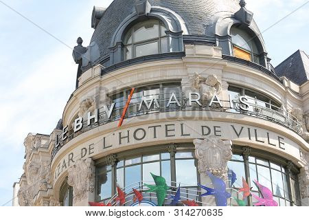 Paris France - May 23, 2019: Le Bhv Marais Department Store Paris France