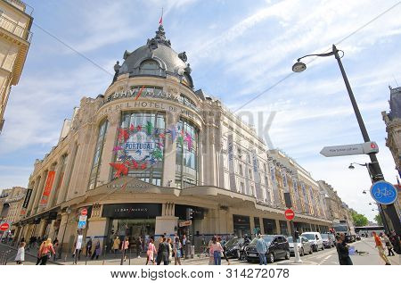 Paris France - May 23, 2019: Unidentified People Visit Le Bhv Marais Department Store Paris France
