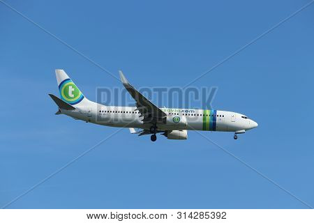 Amsterdam The Netherlands - October 5th, 2018: Ph-hsg Transavia Boeing 737-800 Approaching Schiphol 