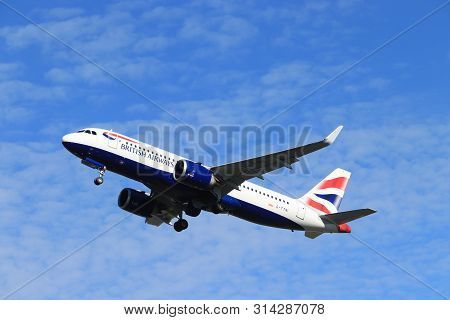 Amsterdam The Netherlands - May 24th, 2019: G-ttni British Airways Airbus A320neo Takeoff From Polde