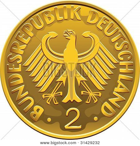 Vector Alemania dinero moneda de oro con el águila heráldica
