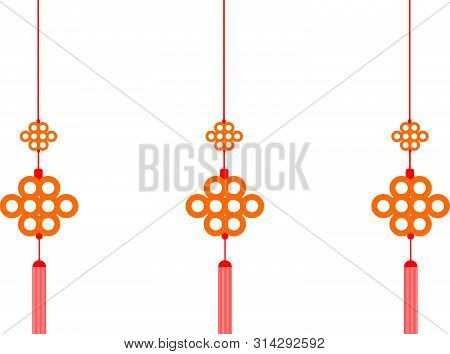 Chinese New Year Decoration Background With Hanging Golden Pendant Vector