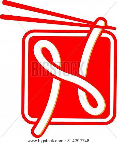 Initial N, Noodle, Chopstick Logo Icon Vector