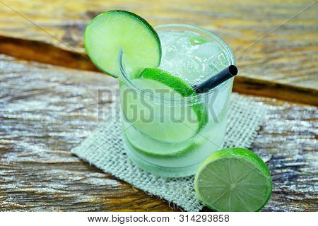 Caipirinha, Lemon Fruit Lime Caipirinha Of Brazil. Brazilian Traditional Drink.