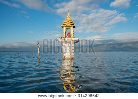 The Buddhist Shrine In Water Of Inle Lake Of Myanmar. This Place Is The Historical Point When Royal 