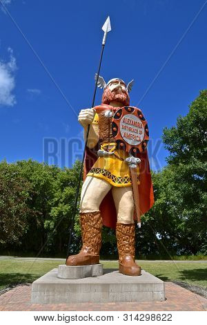Alexandria, Minnesota, July 28, 2019: Big Ole, A Norseman, Sculpted From Fiberglass By Gordon Schuma