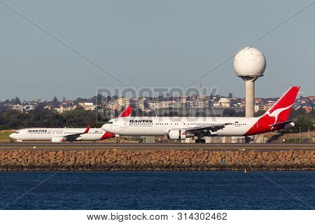 Sydney, Australia - October 9, 2013: Qantas Boeing 767 Airliner On The Tarmac At Sydney Airport.