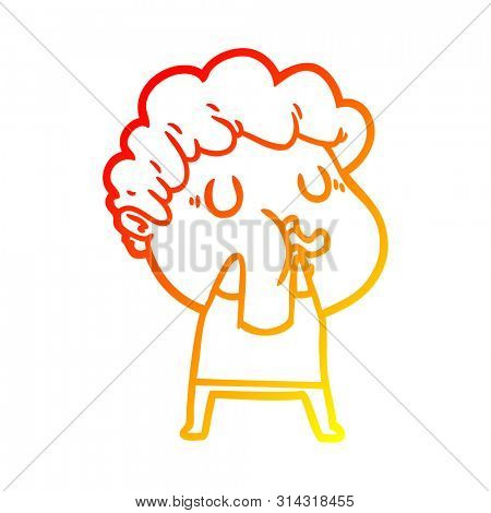 warm gradient line drawing of a cartoon man pulling face