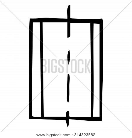 Mechanical Drawing Of A Rectangle 3 Parts. Simple Isolated Geometrical Object For Technical Document