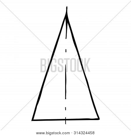 Mechanical Drawing Of Triangle With Center. Simple Isolated Geometrical Object For Technical Documen