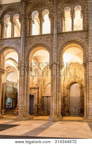 Santiago De Compostela,spain - May 14,2019 - Interior Of Cathedral In Santiago De Compostela. Santia