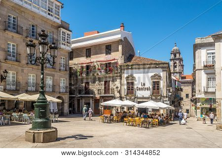 Vigo,spain - May 14,2019 - In The Streets Of Vigo In Spain. Vigo Is The Capital Of The County Of Vig