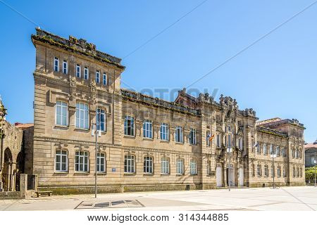Pontevedra,spain - May 14,2019 - View At The Buiding Of School In Pontevedra. Pontevedra Is A Spanis