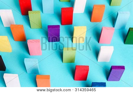 Background Of Colored Dominoes In A Row
