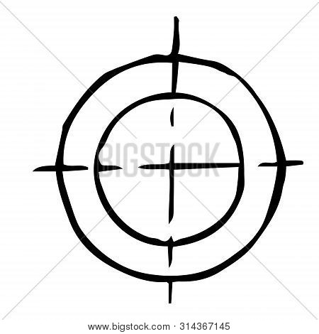 Mechanical Drawing Of 2 Circles With Center. Simple Isolated Geometrical Object For Technical Docume
