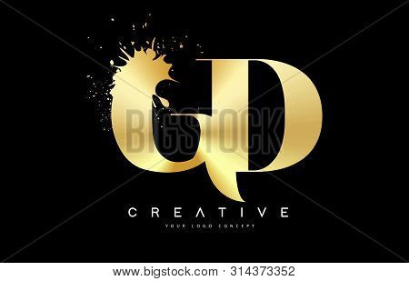 Gd G D Letter Logo With Gold Melted Metal Splash Vector Design Illustration.
