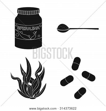 Vector Design Of Grass And Natural Logo. Set Of Grass And Seaweed Vector Icon For Stock.