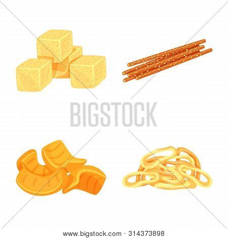 Vector Illustration Of Food And Crunchy Logo. Collection Of Food And Flavor Vector Icon For Stock.
