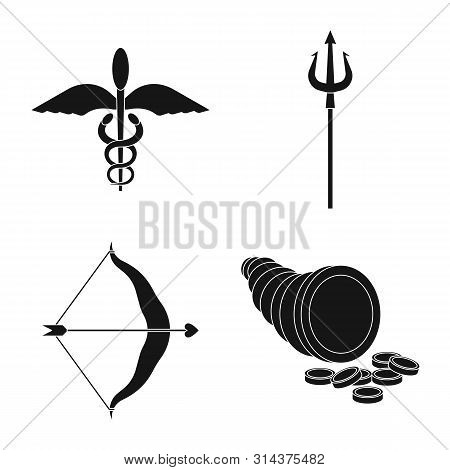 Vector Design Of Religion And Myths Logo. Set Of Religion And Greek Vector Icon For Stock.