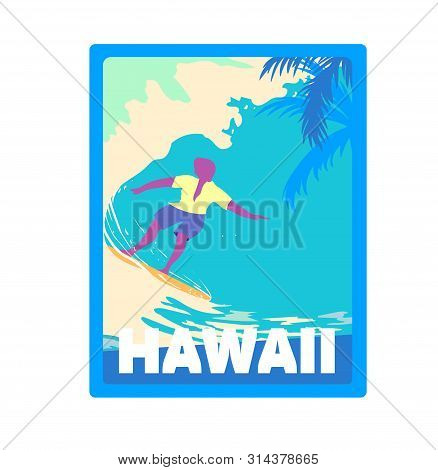 Artistic Designed Background With Surfer. Vector Illustration.