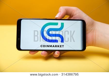 Tula, Russia 17. 06 2019 Coinmarket On The Phone Display.