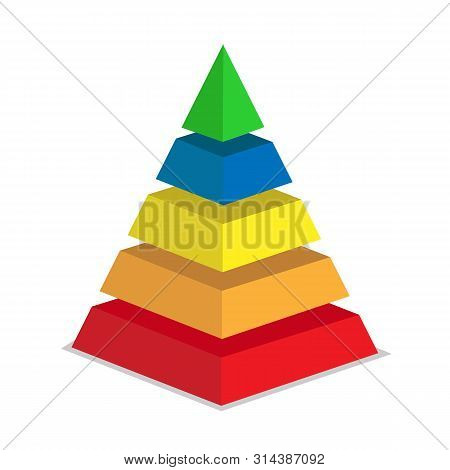 Pyramid Of Success Of Five Sections. Infographics For Presentations Of Applications And Websites, 3d