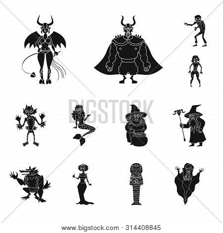 Vector Design Of Creature And Devilry Symbol. Set Of Creature And Halloween Stock Vector Illustratio