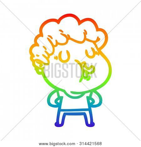 rainbow gradient line drawing of a cartoon man pulling face