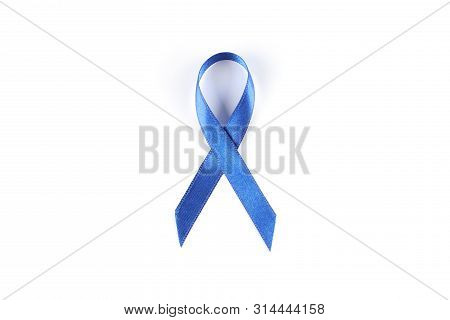 Blue Awareness Ribbon Isolated On White Background