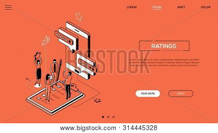 Ratings - Line Design Style Isometric Web Banner