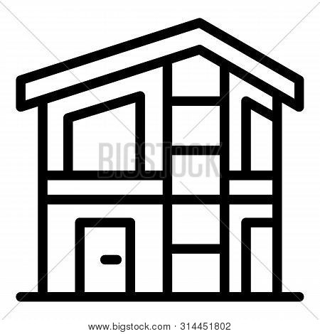 Two Storey Cottage Icon. Outline Two Storey Cottage Vector Icon For Web Design Isolated On White Bac