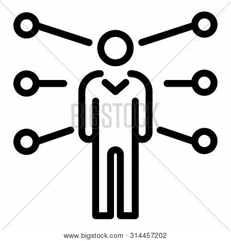 Figure Of A Man With Footnotes Icon. Outline Figure Of A Man With Footnotes Vector Icon For Web Desi