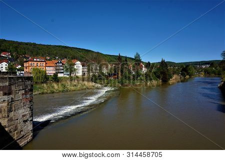 View Over The Werra River In Hann. Munden, Germany