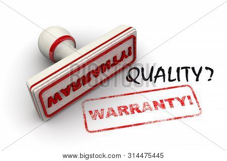 Quality Warranty. Seal And Imprint. Black Word Quality? And Red Rubber Stamp And Print With Word War