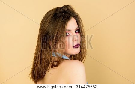 Makeup Cosmetics Concept. Sensual Fashion Model Bob Hairstyle. Feminine And Glamorous. Attractive Wo