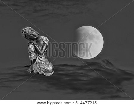 Meditation In The Clouds With The Moonlight