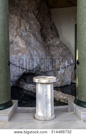 The Ancient, Known, Municipal, Thermal Resort Loutraki In Corinthia (greece). Hot, Healthy, Mineral 