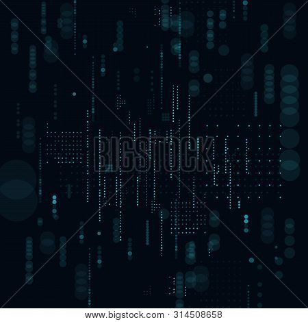 Technological Dark Background Vector Illustration.matrix.binary Computer Code.falling Dots