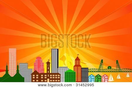 Portland City Skyline Panorama