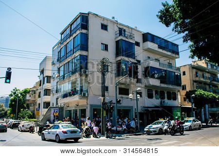 Tel Aviv Israel July 29, 2019 View Of Unknowns Israeli People Walking On Dizengoff Street At Tel Avi